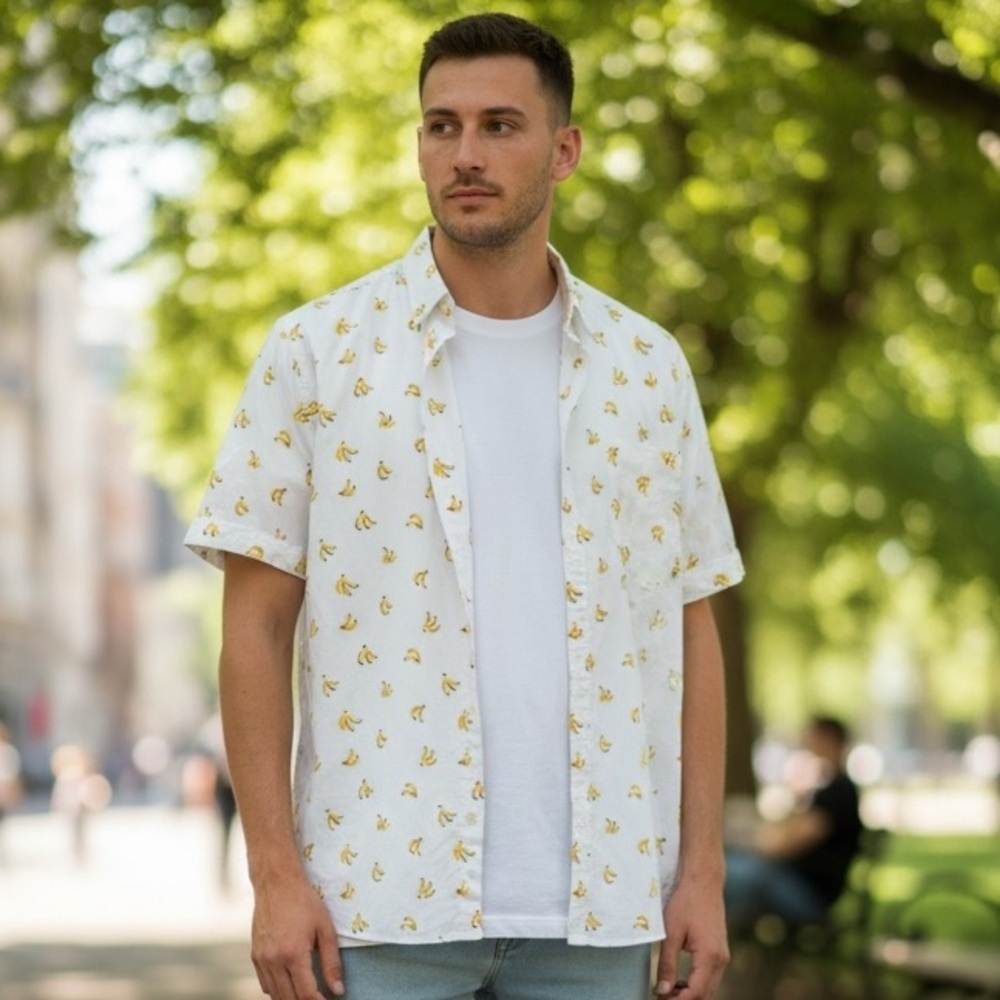 Apt. 9 White and Yellow Men's Shirt